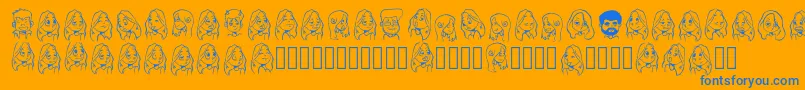 Cartoonabha Regular-Schriftart – Blaue Schriften auf orangefarbenem Hintergrund