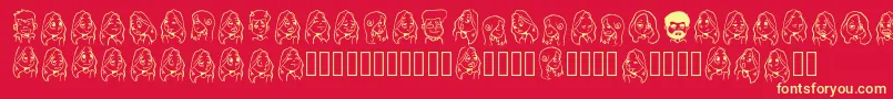 Шрифт Cartoonabha Regular – жёлтые шрифты на красном фоне