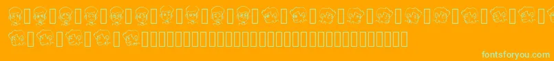 フォントCARTOONAMOL EXPRESSIONS – オレンジの背景に緑のフォント