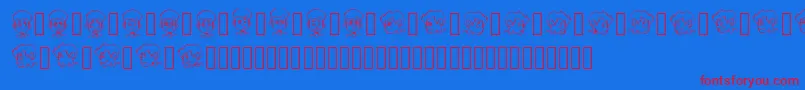 CARTOONAMOL EXPRESSIONS-Schriftart – Rote Schriften auf blauem Hintergrund