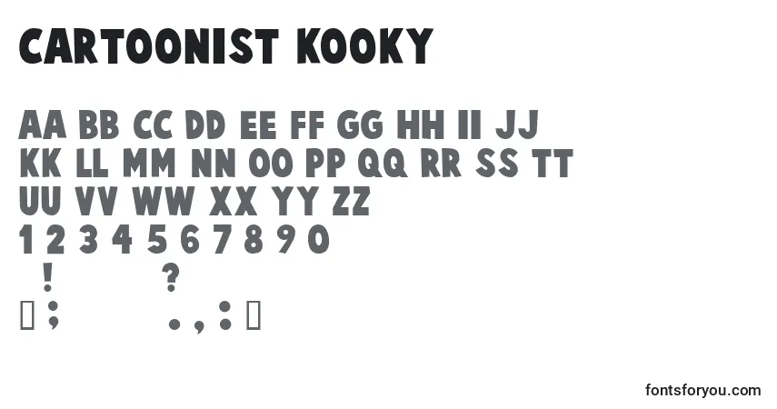 A fonte Cartoonist kooky – alfabeto, números, caracteres especiais