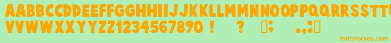 cartoonist kooky-Schriftart – Orangefarbene Schriften auf grünem Hintergrund