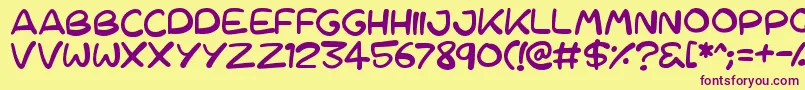 Cartoons 123 Font – Purple Fonts on Yellow Background