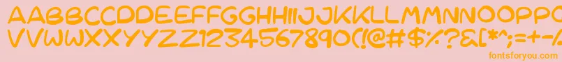 Cartoons 123-Schriftart – Orangefarbene Schriften auf rosa Hintergrund