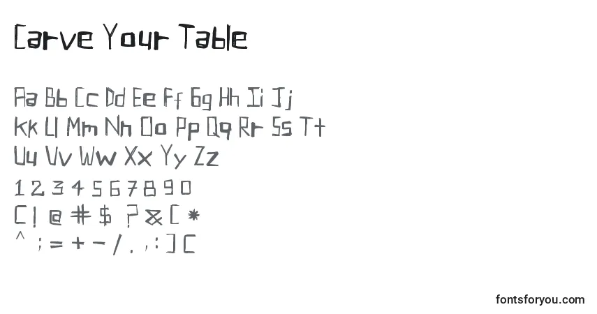 Carve Your Table Font – alphabet, numbers, special characters