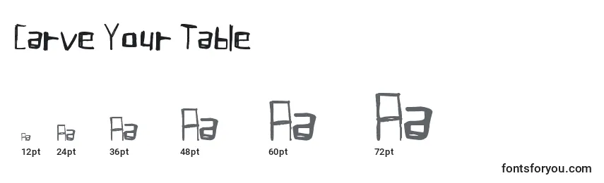 Размеры шрифта Carve Your Table