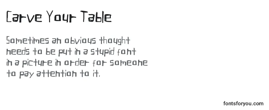 Überblick über die Schriftart Carve Your Table