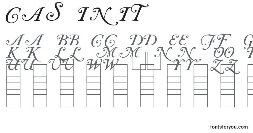 Fuente CAS INIT - alfabeto, números, caracteres especiales