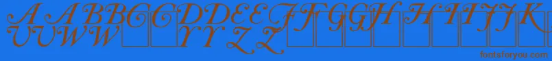 CAS INIT-Schriftart – Braune Schriften auf blauem Hintergrund