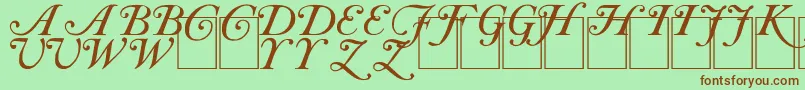 CAS INIT-Schriftart – Braune Schriften auf grünem Hintergrund