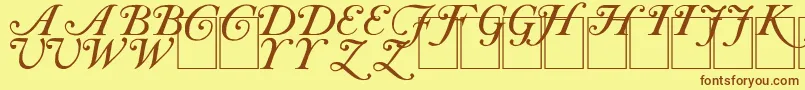 CAS INIT-Schriftart – Braune Schriften auf gelbem Hintergrund