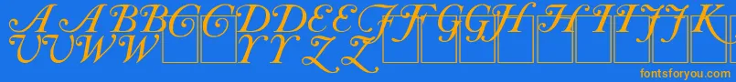 CAS INIT-fontti – oranssit fontit sinisellä taustalla