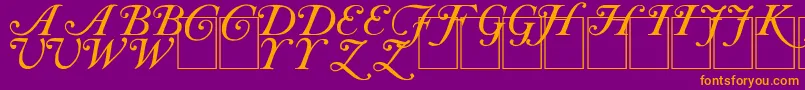 CAS INIT-fontti – oranssit fontit violetilla taustalla