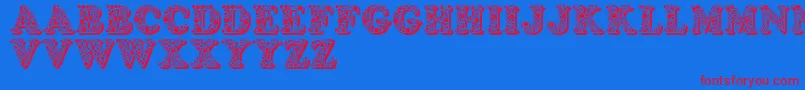 Bemydor Font – Red Fonts on Blue Background