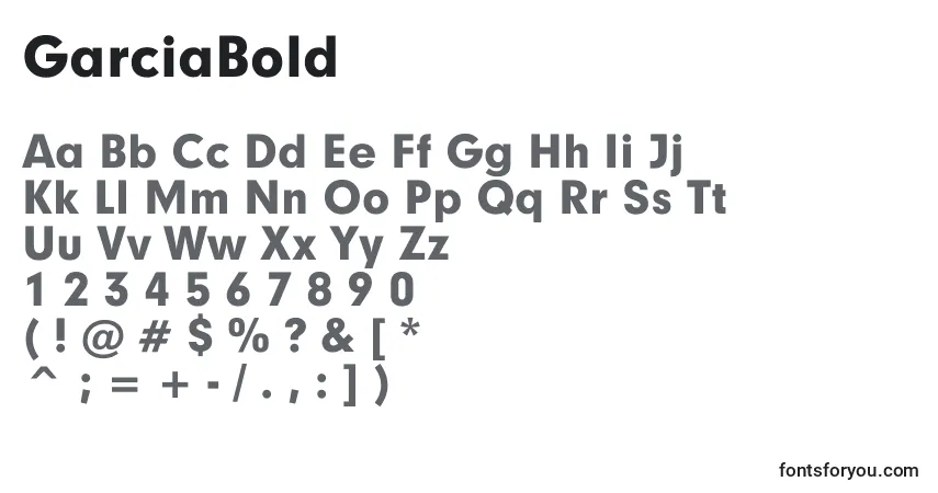 Шрифт GarciaBold – алфавит, цифры, специальные символы