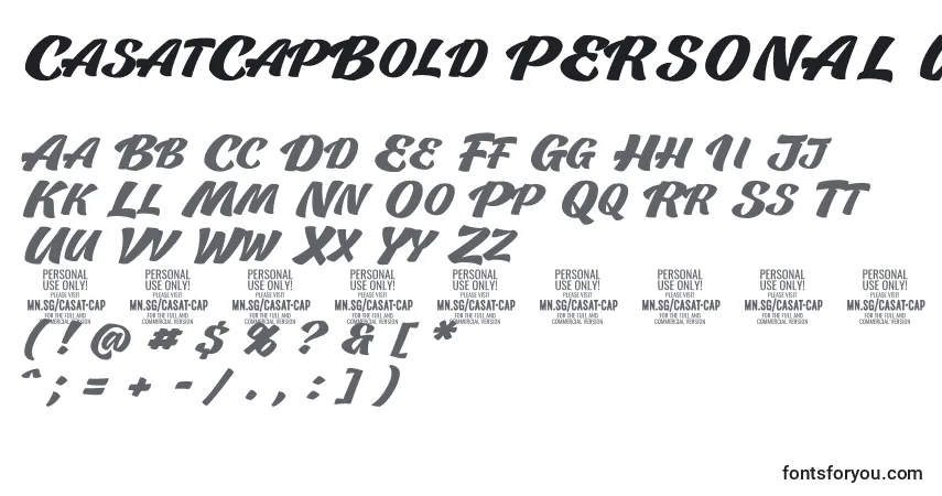A fonte CasatCapBold PERSONAL USE – alfabeto, números, caracteres especiais