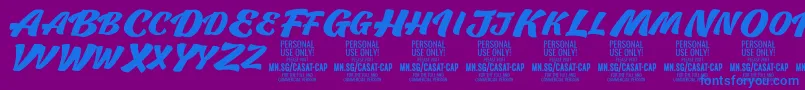 Шрифт CasatCapBold PERSONAL USE – синие шрифты на фиолетовом фоне