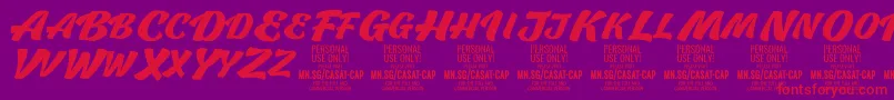 Fonte CasatCapBold PERSONAL USE – fontes vermelhas em um fundo violeta