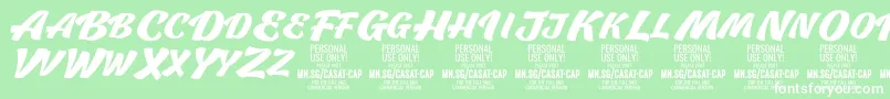 Шрифт CasatCapBold PERSONAL USE – белые шрифты на зелёном фоне