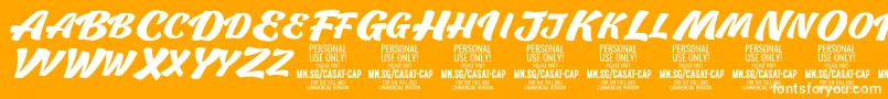 フォントCasatCapBold PERSONAL USE – オレンジの背景に白い文字