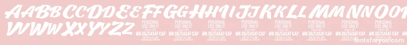 Czcionka CasatCapBold PERSONAL USE – białe czcionki na różowym tle