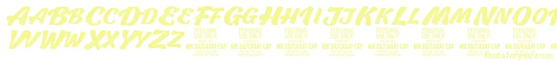 CasatCapBold PERSONAL USE-Schriftart – Gelbe Schriften auf weißem Hintergrund