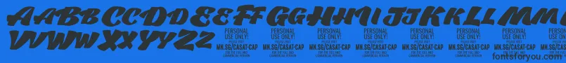 Шрифт CasatCapFat PERSONAL USE – чёрные шрифты на синем фоне