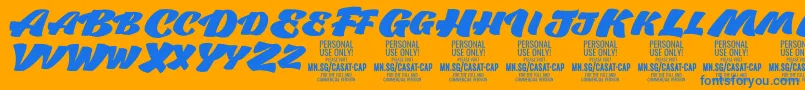 フォントCasatCapFat PERSONAL USE – オレンジの背景に青い文字