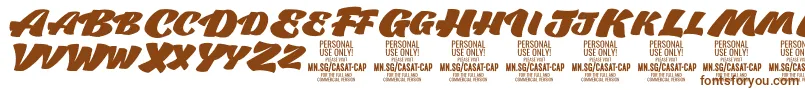 フォントCasatCapFat PERSONAL USE – 白い背景に茶色のフォント