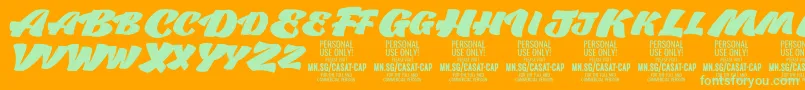 CasatCapFat PERSONAL USE-Schriftart – Grüne Schriften auf orangefarbenem Hintergrund