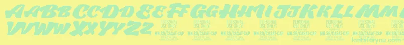 Шрифт CasatCapFat PERSONAL USE – зелёные шрифты на жёлтом фоне