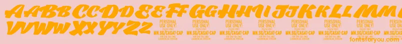 フォントCasatCapFat PERSONAL USE – オレンジの文字がピンクの背景にあります。