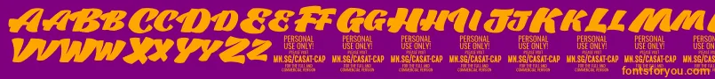 フォントCasatCapFat PERSONAL USE – 紫色の背景にオレンジのフォント