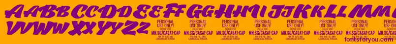 フォントCasatCapFat PERSONAL USE – オレンジの背景に紫のフォント