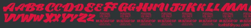 フォントCasatCapFat PERSONAL USE – 黒い背景に赤い文字