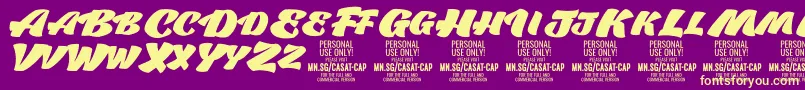 フォントCasatCapFat PERSONAL USE – 紫の背景に黄色のフォント