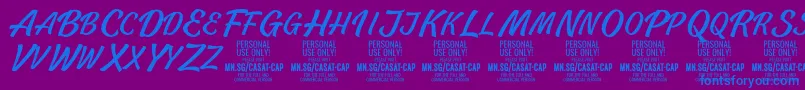 CasatCapLight PERSONAL USE Font – Blue Fonts on Purple Background