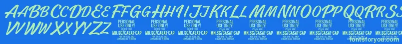 フォントCasatCapLight PERSONAL USE – 青い背景に緑のフォント