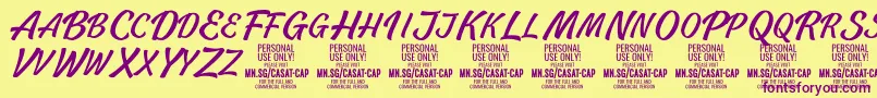 CasatCapLight PERSONAL USE Font – Purple Fonts on Yellow Background