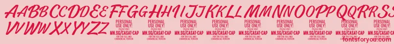 フォントCasatCapLight PERSONAL USE – ピンクの背景に赤い文字