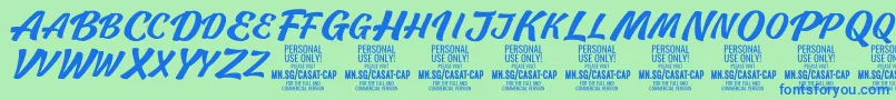 CasatCapMed PERSONAL USE Font – Blue Fonts on Green Background