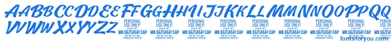 フォントCasatCapMed PERSONAL USE – 白い背景に青い文字