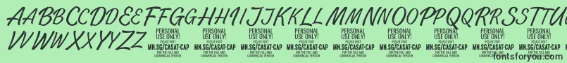 フォントCasatCapThin PERSONAL USE – 緑の背景に黒い文字