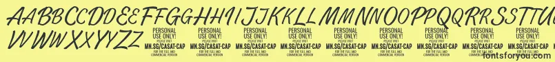 Czcionka CasatCapThin PERSONAL USE – czarne czcionki na żółtym tle