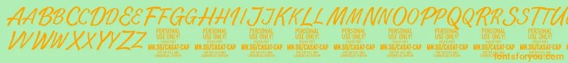 CasatCapThin PERSONAL USE Font – Orange Fonts on Green Background