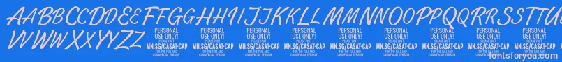 フォントCasatCapThin PERSONAL USE – ピンクの文字、青い背景