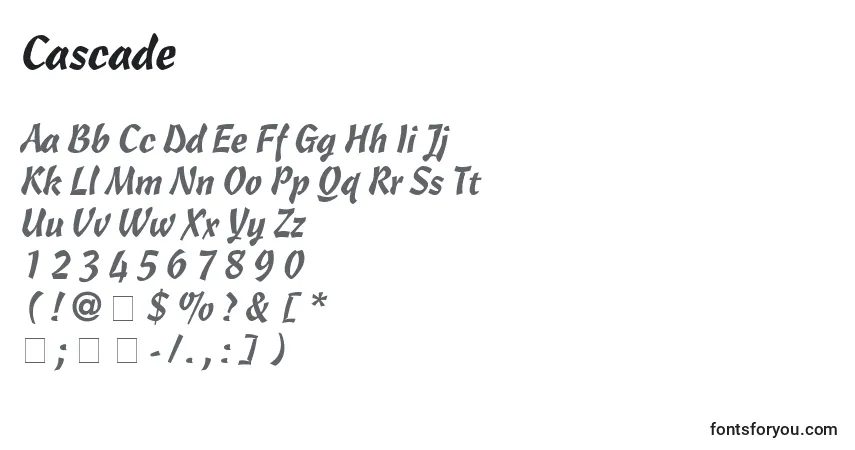Schriftart Cascade (122906) – Alphabet, Zahlen, spezielle Symbole
