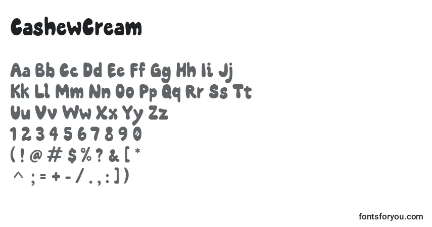 Шрифт CashewCream – алфавит, цифры, специальные символы