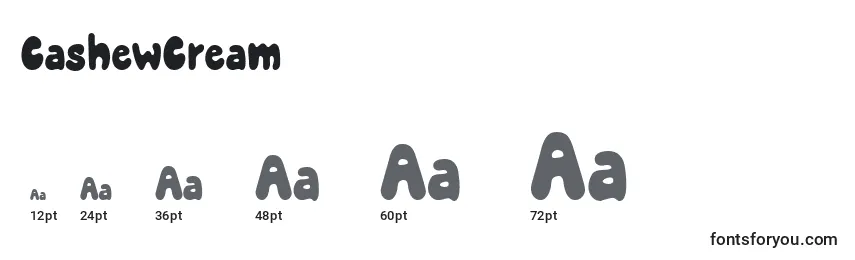 CashewCream Font Sizes
