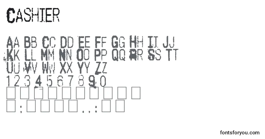 Czcionka Cashier – alfabet, cyfry, specjalne znaki